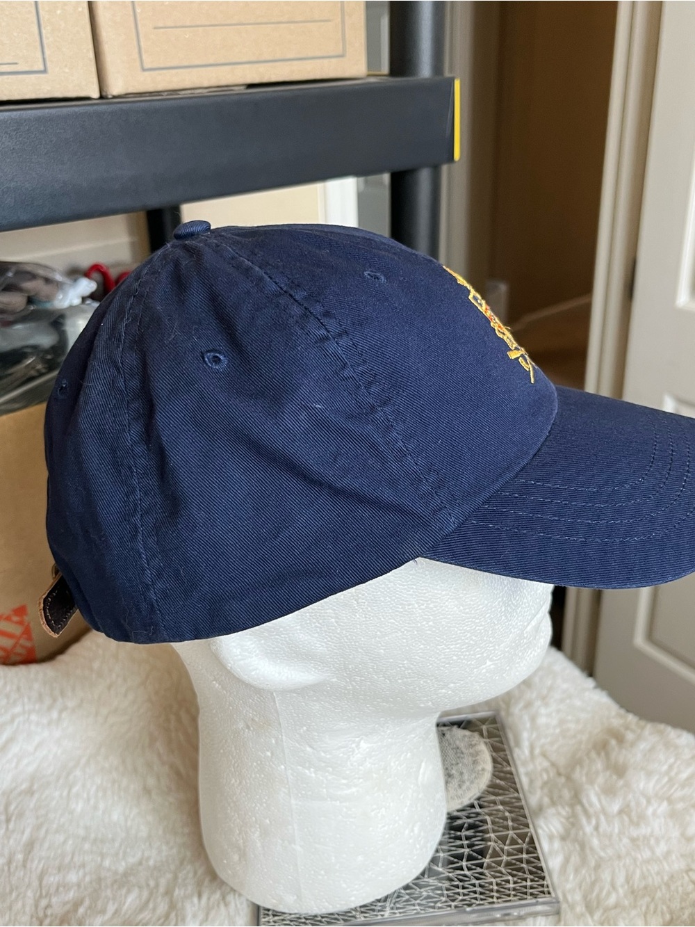 Polo by Ralph Lauren Navy Baseball Cap with Gold Crest Embroidery - Picture 5 of 14